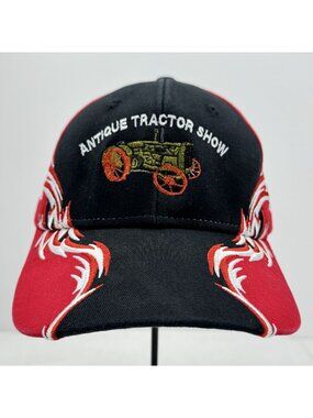 Antique Tractor Show Embroidered Cap Red Black Flames 2017 Stockholm MN 10th